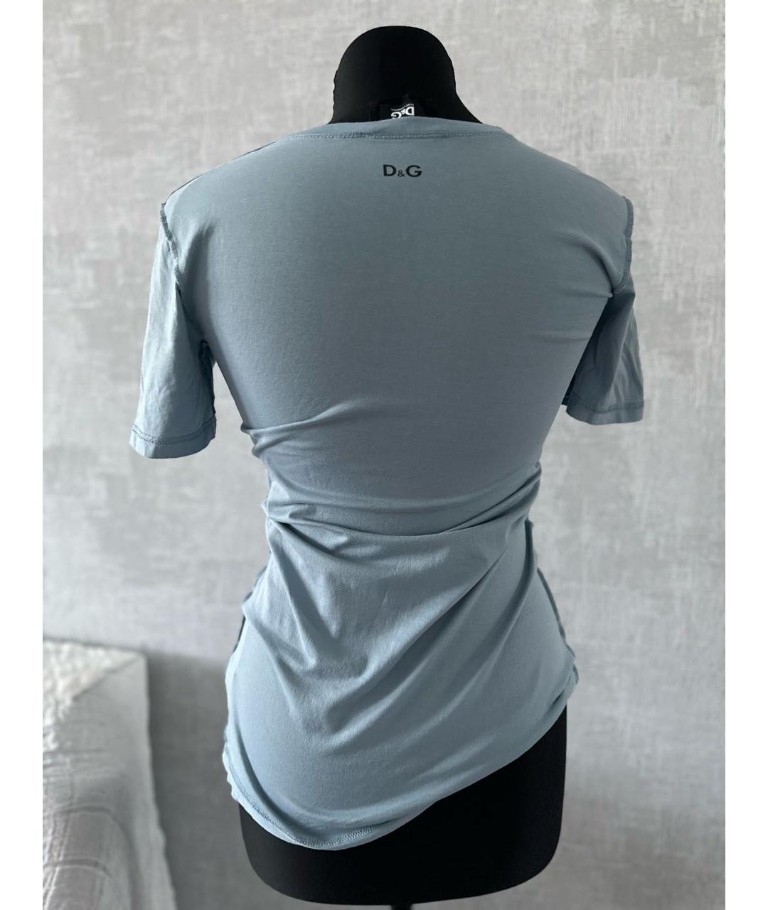 DOLCE&GABBANA Голубая хлопковая футболка, фото 2