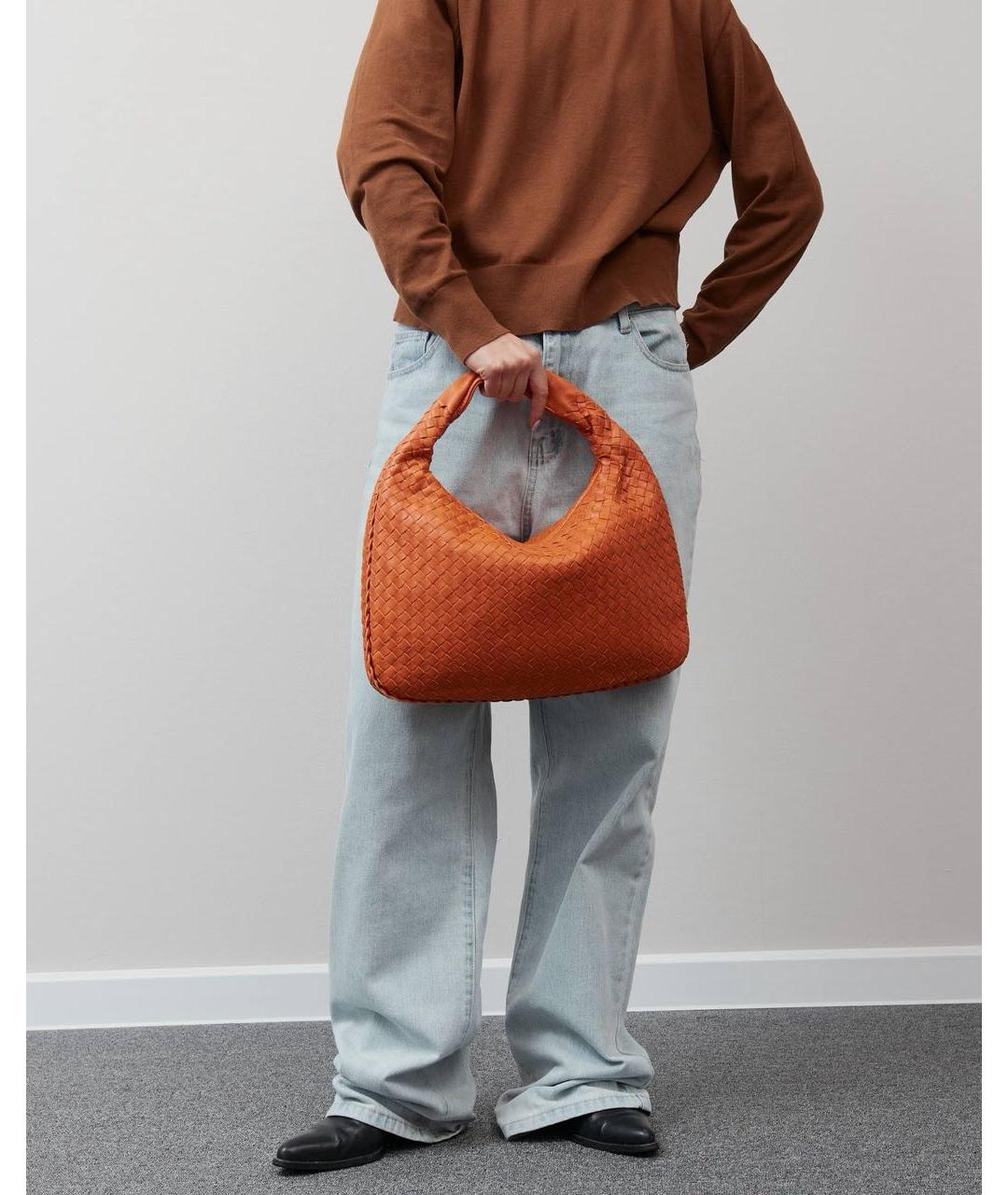 BOTTEGA VENETA Оранжевая кожаная сумка через плечо, фото 4