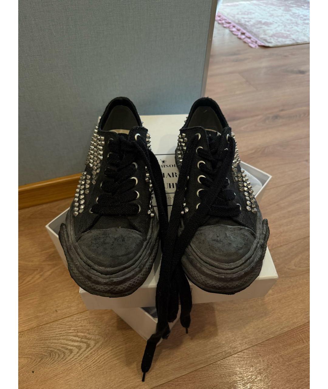 MAISON MIHARA YASUHIRO Черные текстильные кеды, фото 2