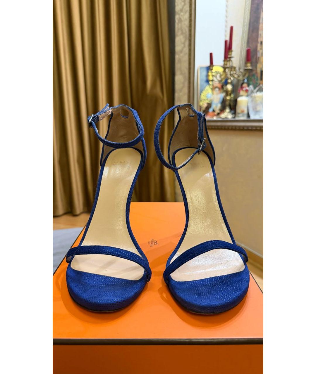 STUART WEITZMAN Синие кожаные босоножки, фото 2