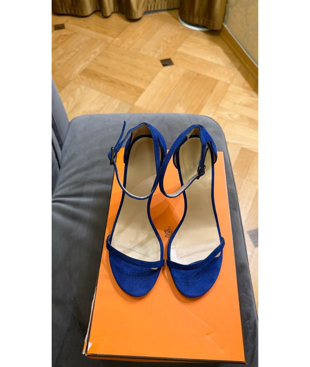 STUART WEITZMAN Синие кожаные босоножки, фото 3