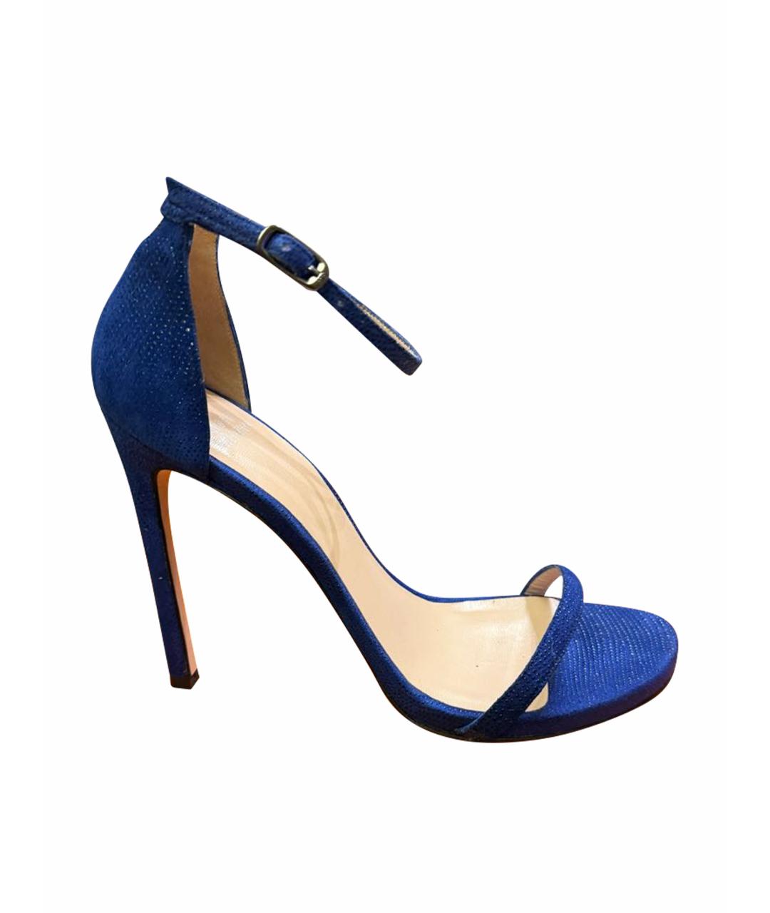 STUART WEITZMAN Синие кожаные босоножки, фото 8
