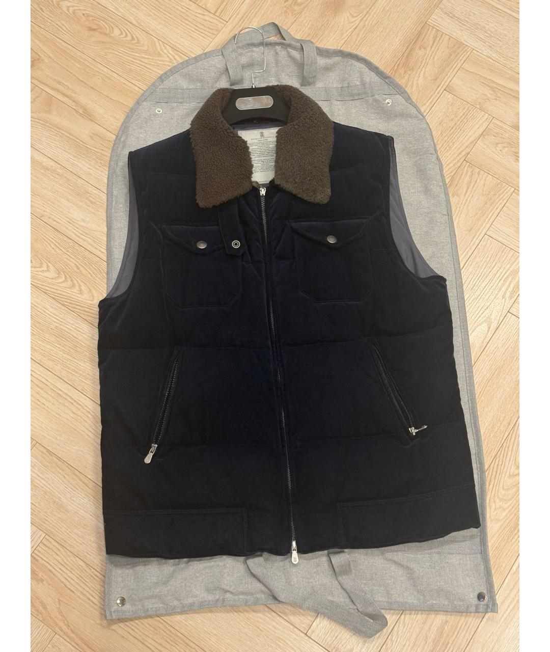 BRUNELLO CUCINELLI Темно-синий велюровый жилет, фото 5