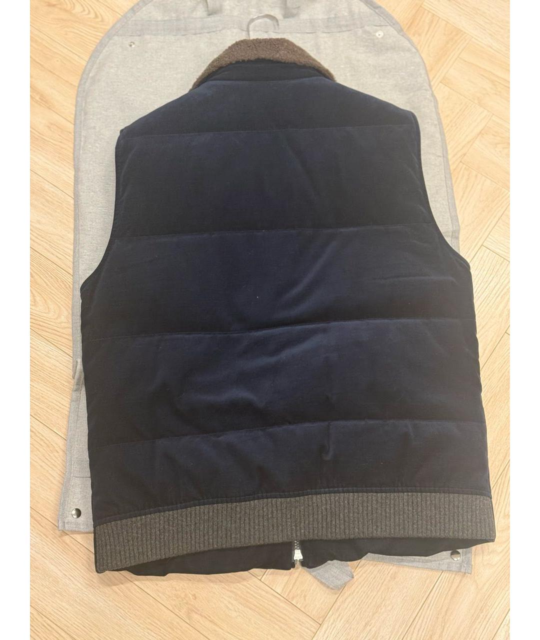 BRUNELLO CUCINELLI Темно-синий велюровый жилет, фото 2