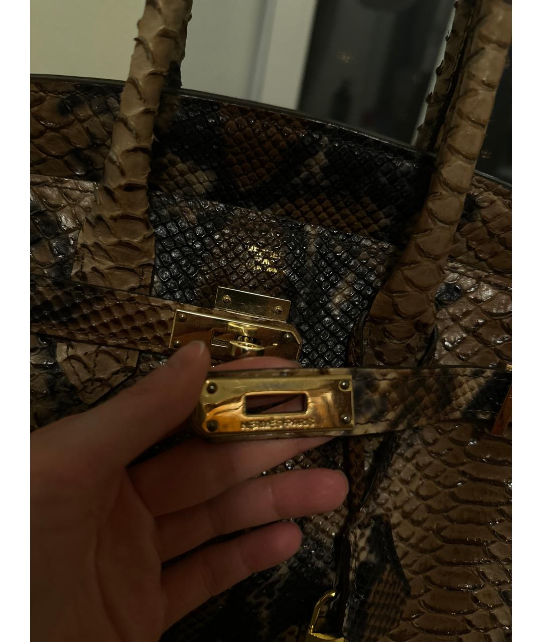 HERMES Серая кожаная сумка тоут, фото 4