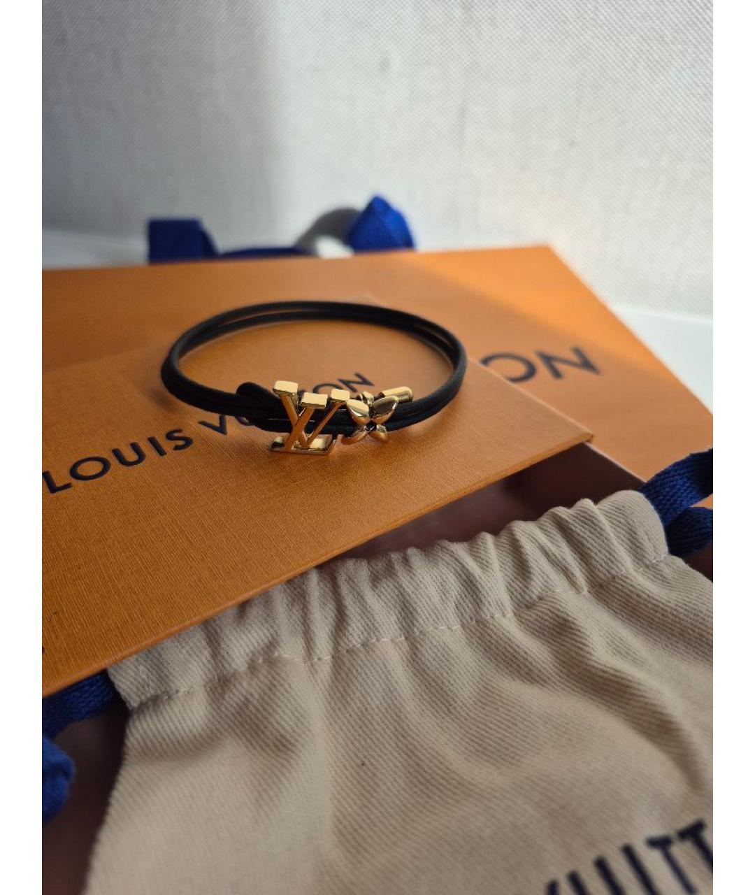 LOUIS VUITTON Черный кожаный браслет, фото 2