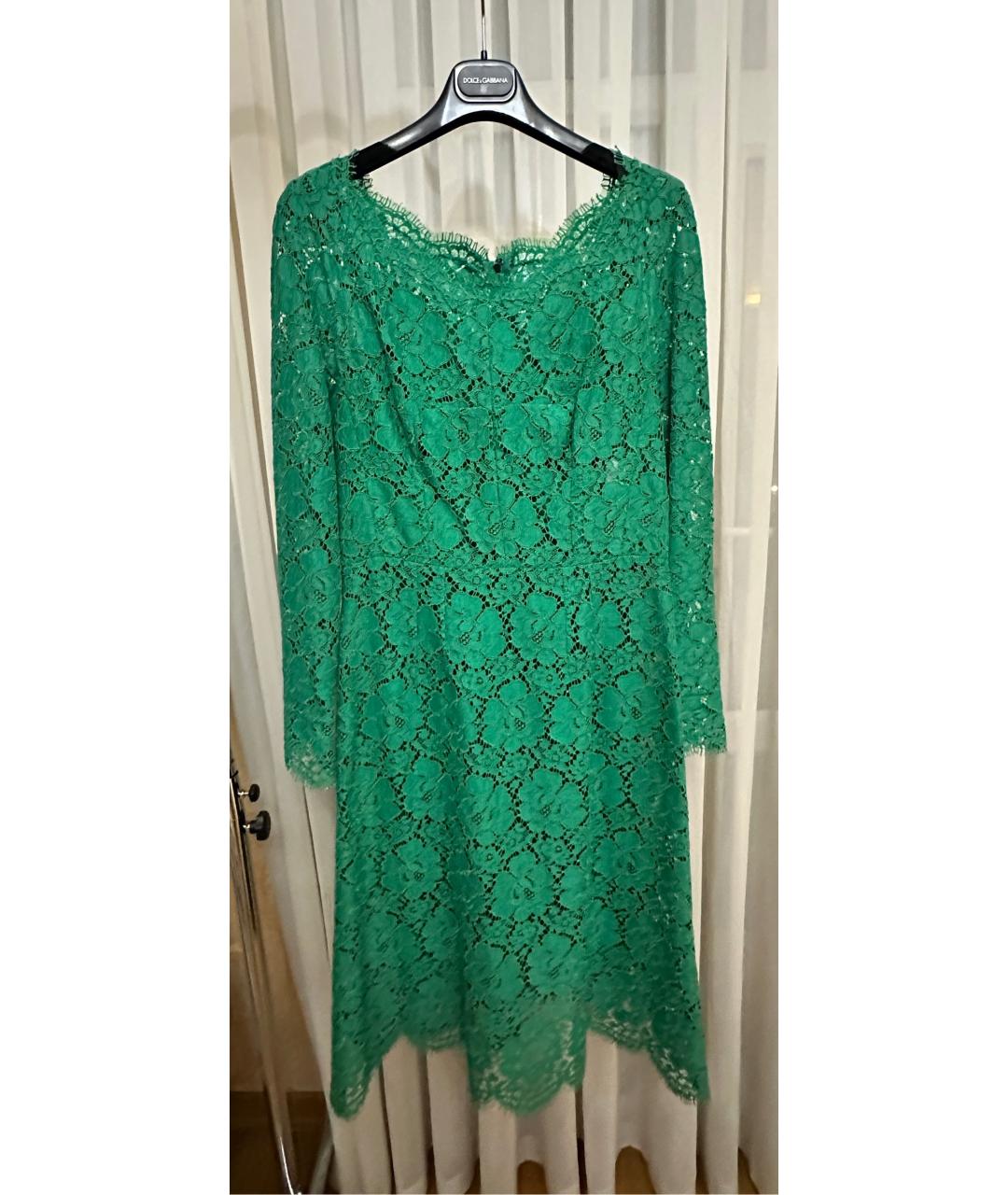 DOLCE&GABBANA Зеленые кружевное платье, фото 9