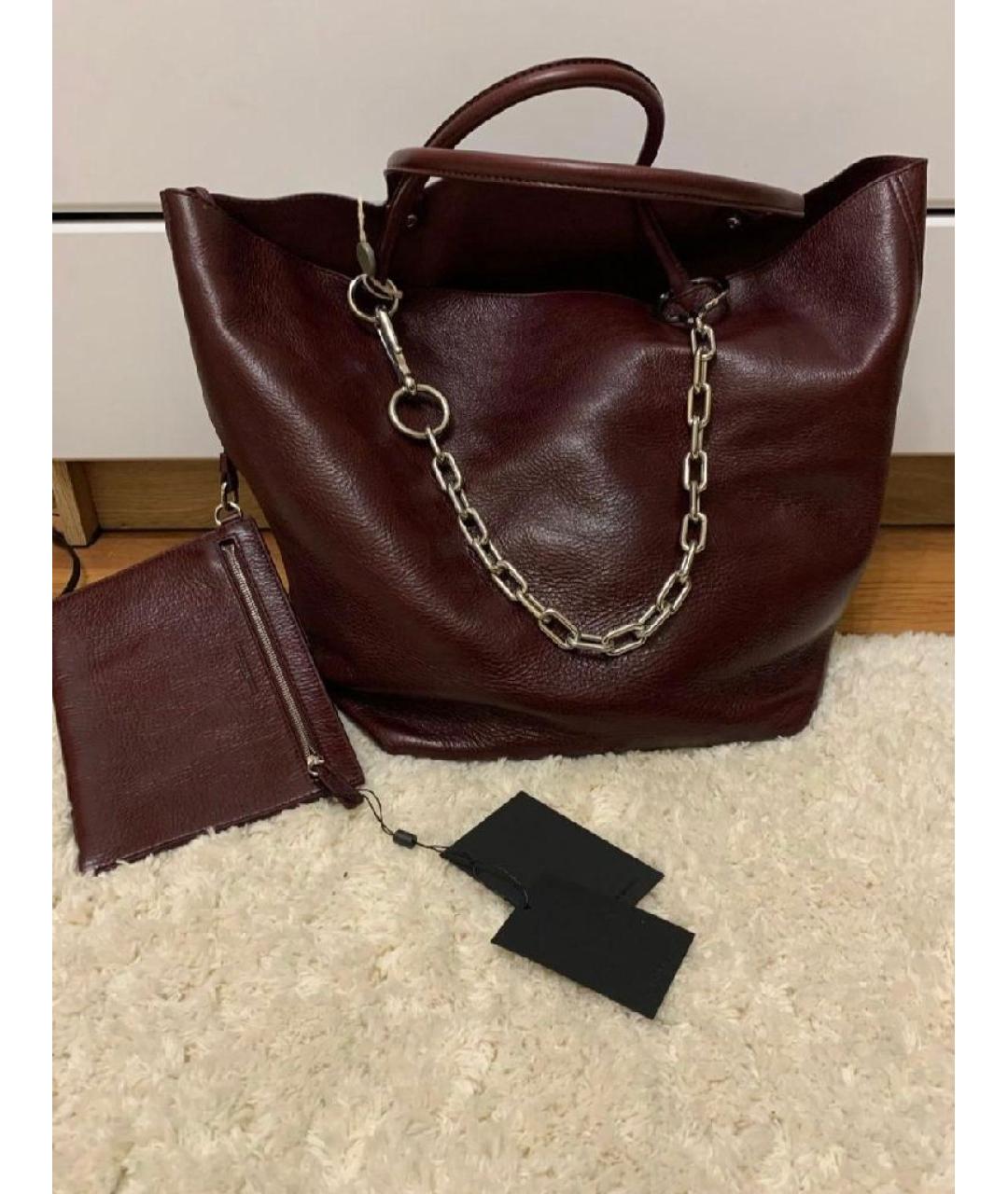 ALEXANDER WANG Бордовая кожаная сумка тоут, фото 2