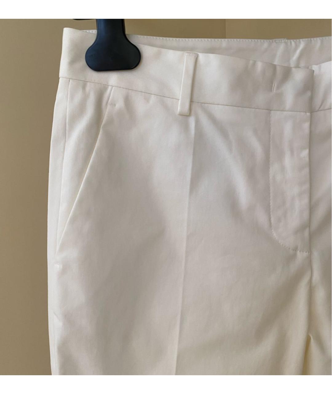 VALENTINO Белые хлопко-эластановые прямые брюки, фото 3