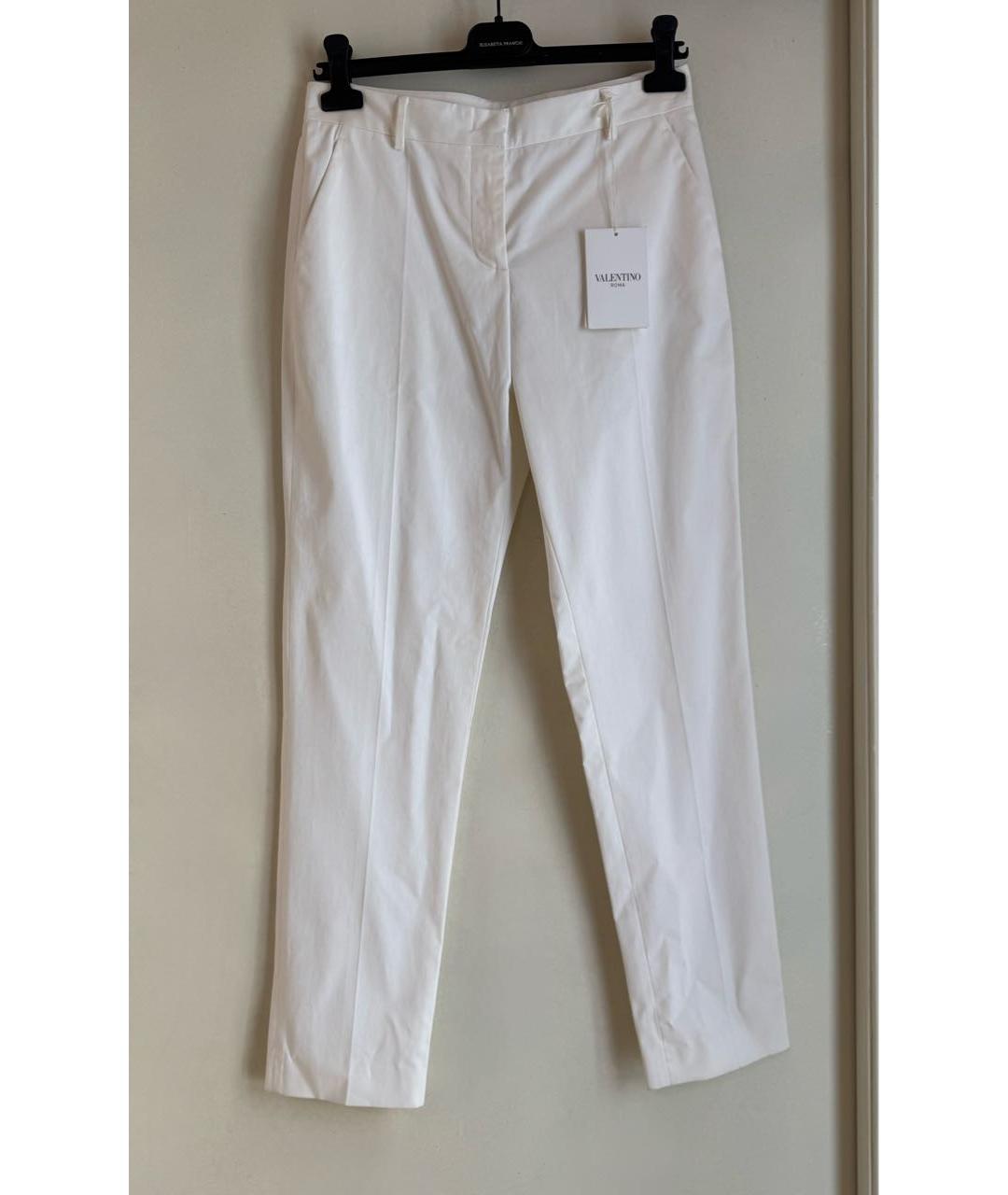 VALENTINO Белые хлопко-эластановые прямые брюки, фото 9