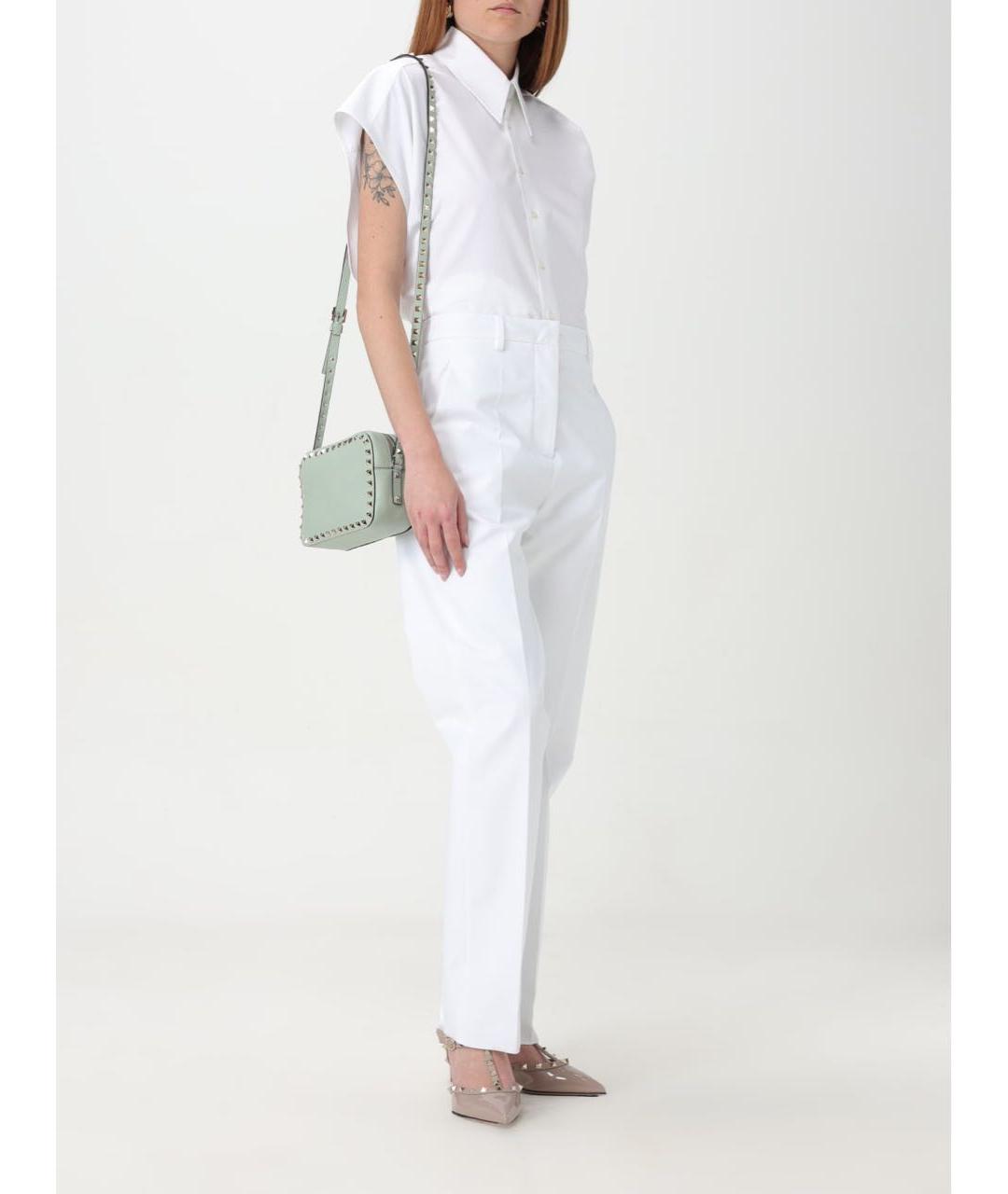 VALENTINO Белые хлопко-эластановые прямые брюки, фото 8