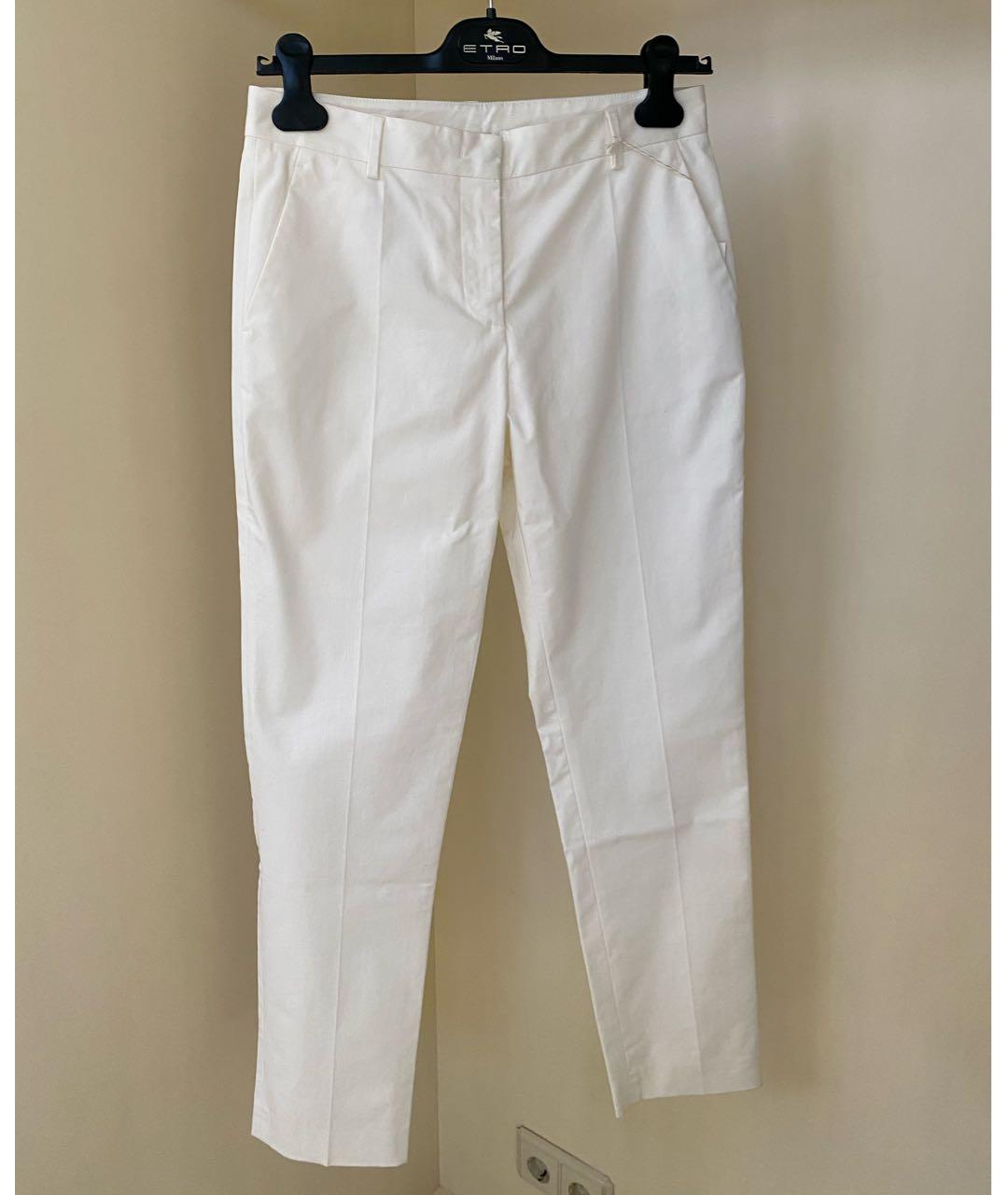 VALENTINO Белые хлопко-эластановые прямые брюки, фото 2