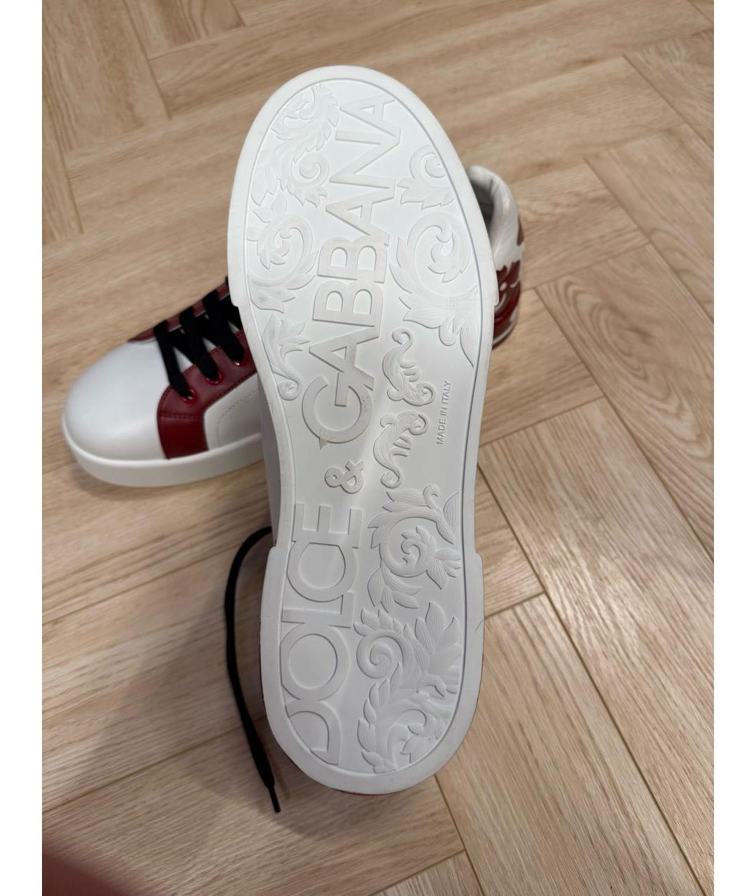 DOLCE&GABBANA Белые кожаные низкие кроссовки / кеды, фото 5