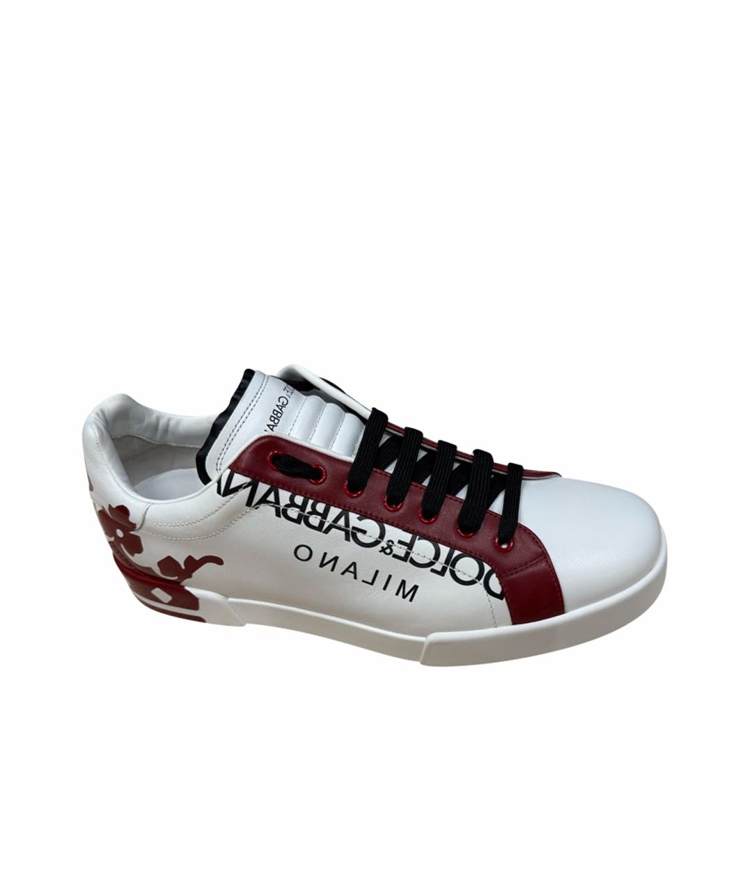 DOLCE&GABBANA Белые кожаные низкие кроссовки / кеды, фото 1