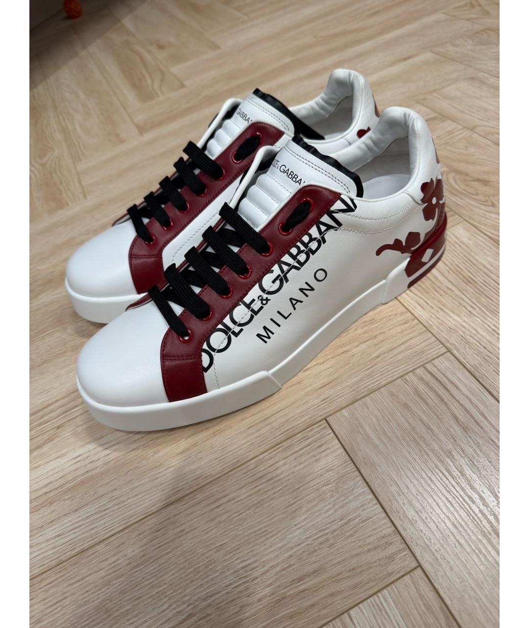 DOLCE&GABBANA Белые кожаные низкие кроссовки / кеды, фото 6