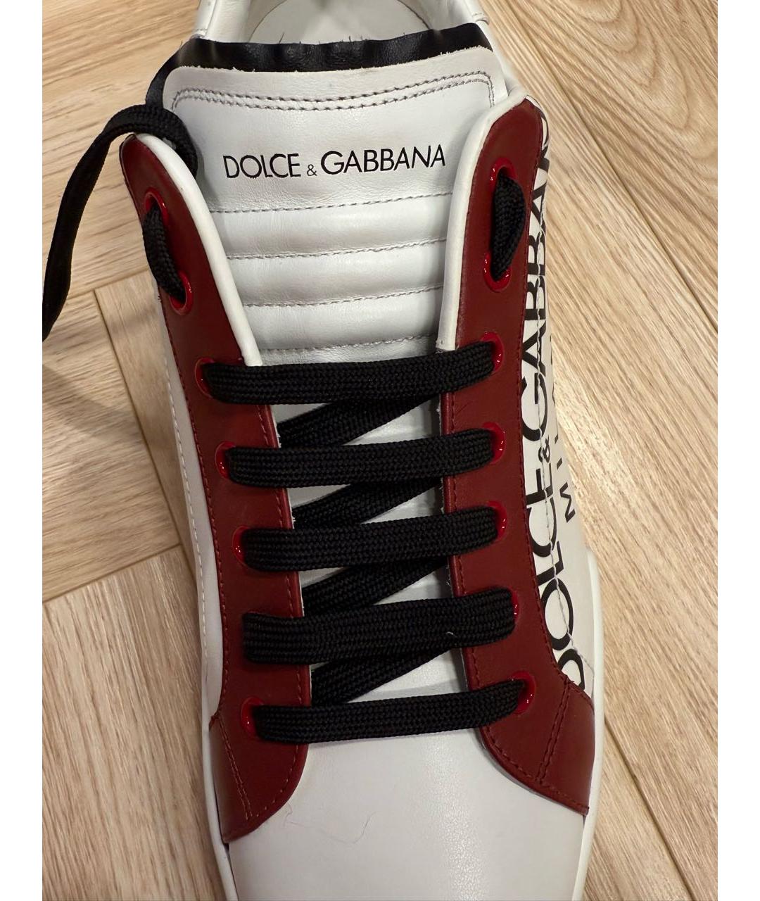 DOLCE&GABBANA Белые кожаные низкие кроссовки / кеды, фото 2