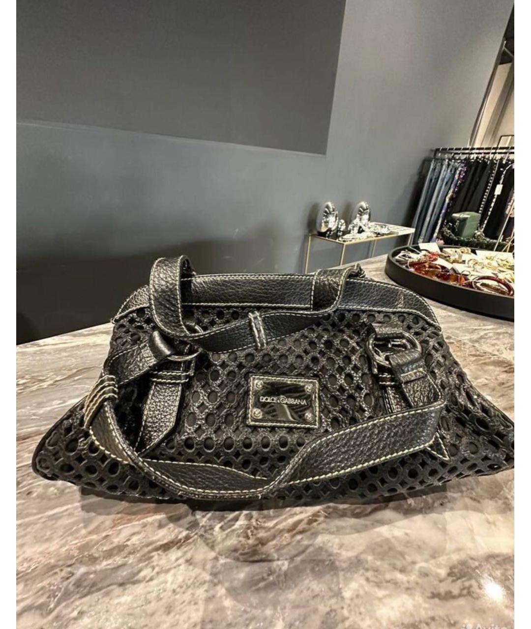 DOLCE&GABBANA Черная кожаная сумка с короткими ручками, фото 8