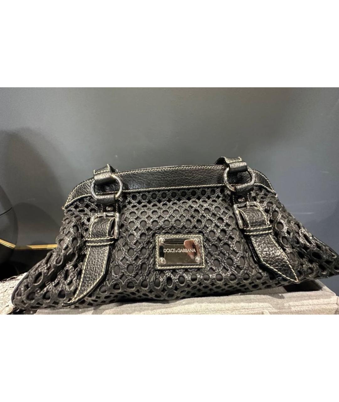 DOLCE&GABBANA Черная кожаная сумка с короткими ручками, фото 7