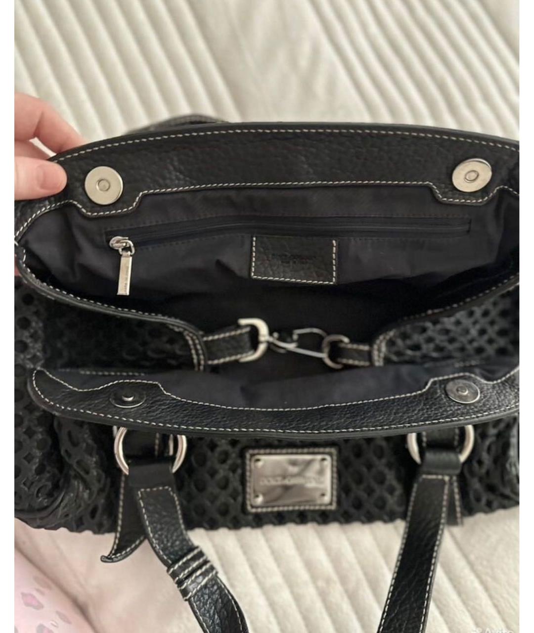 DOLCE&GABBANA Черная кожаная сумка с короткими ручками, фото 4