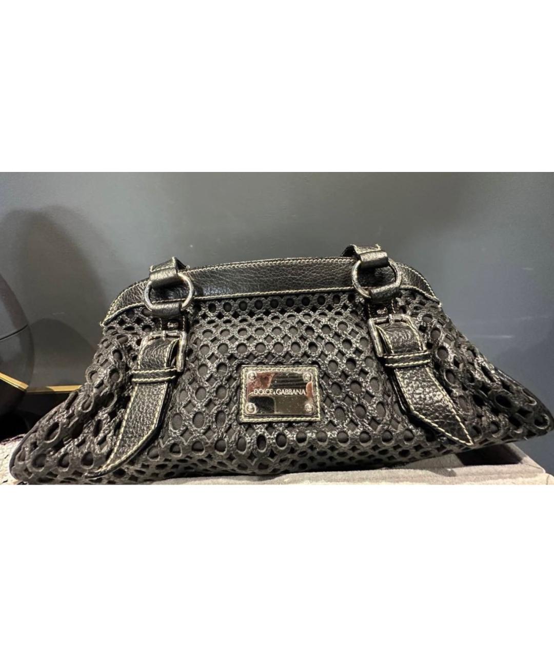 DOLCE&GABBANA Черная кожаная сумка с короткими ручками, фото 5