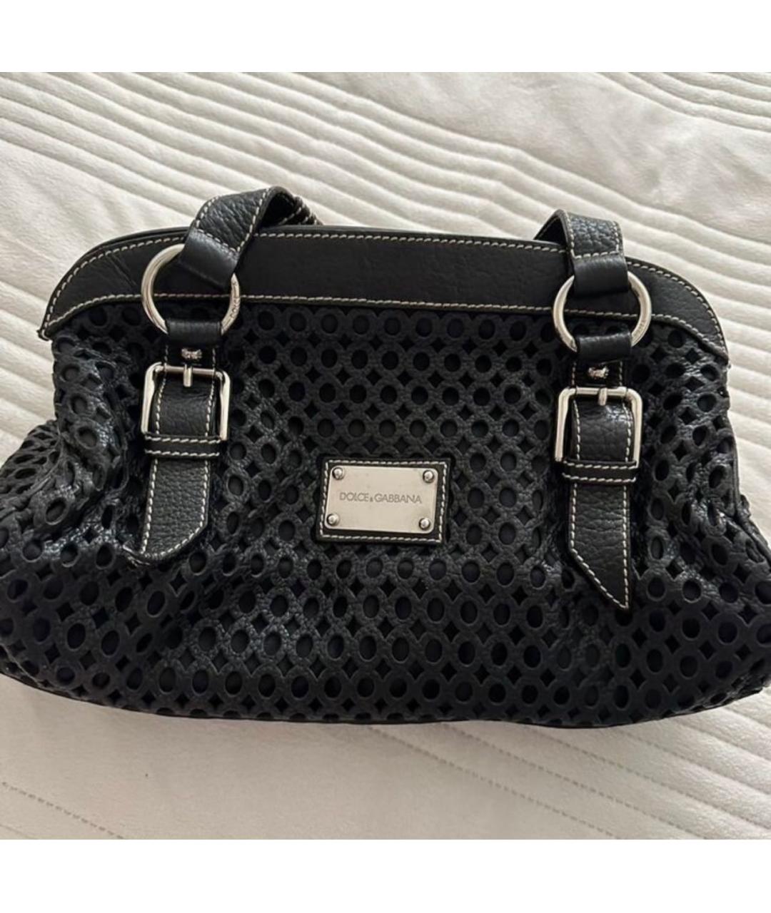 DOLCE&GABBANA Черная кожаная сумка с короткими ручками, фото 3
