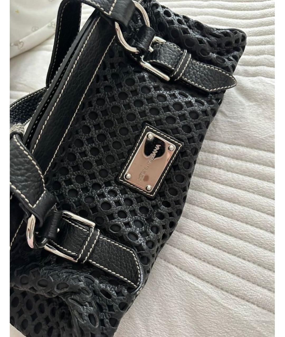 DOLCE&GABBANA Черная кожаная сумка с короткими ручками, фото 2