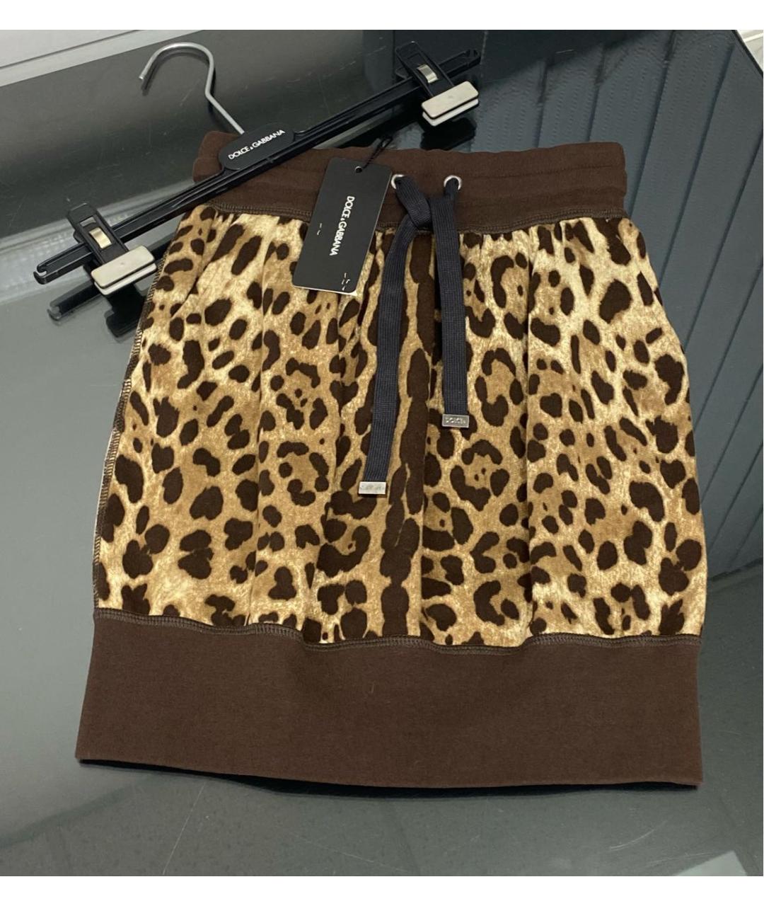 DOLCE&GABBANA Коричневая хлопковая юбка мини, фото 6