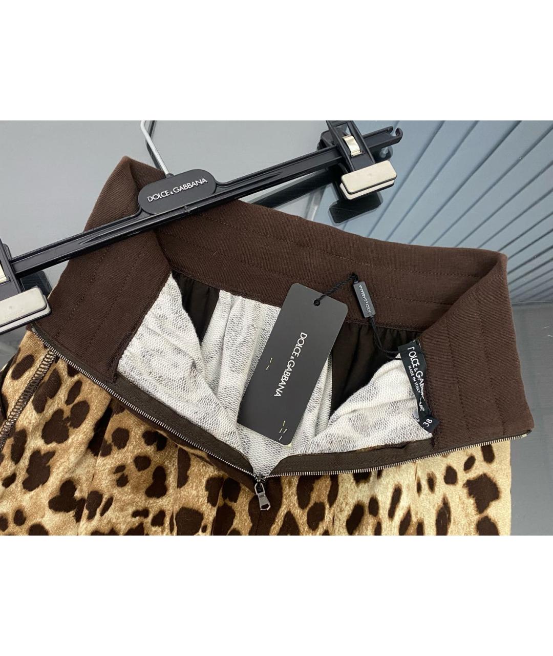 DOLCE&GABBANA Коричневая хлопковая юбка мини, фото 3