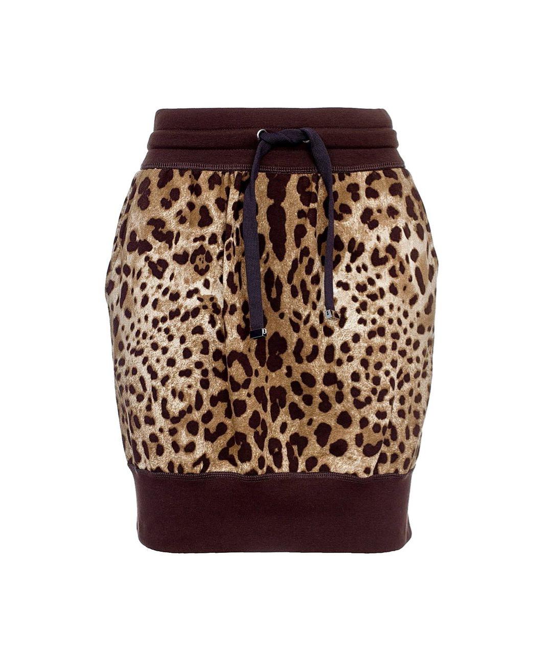 DOLCE&GABBANA Коричневая хлопковая юбка мини, фото 1