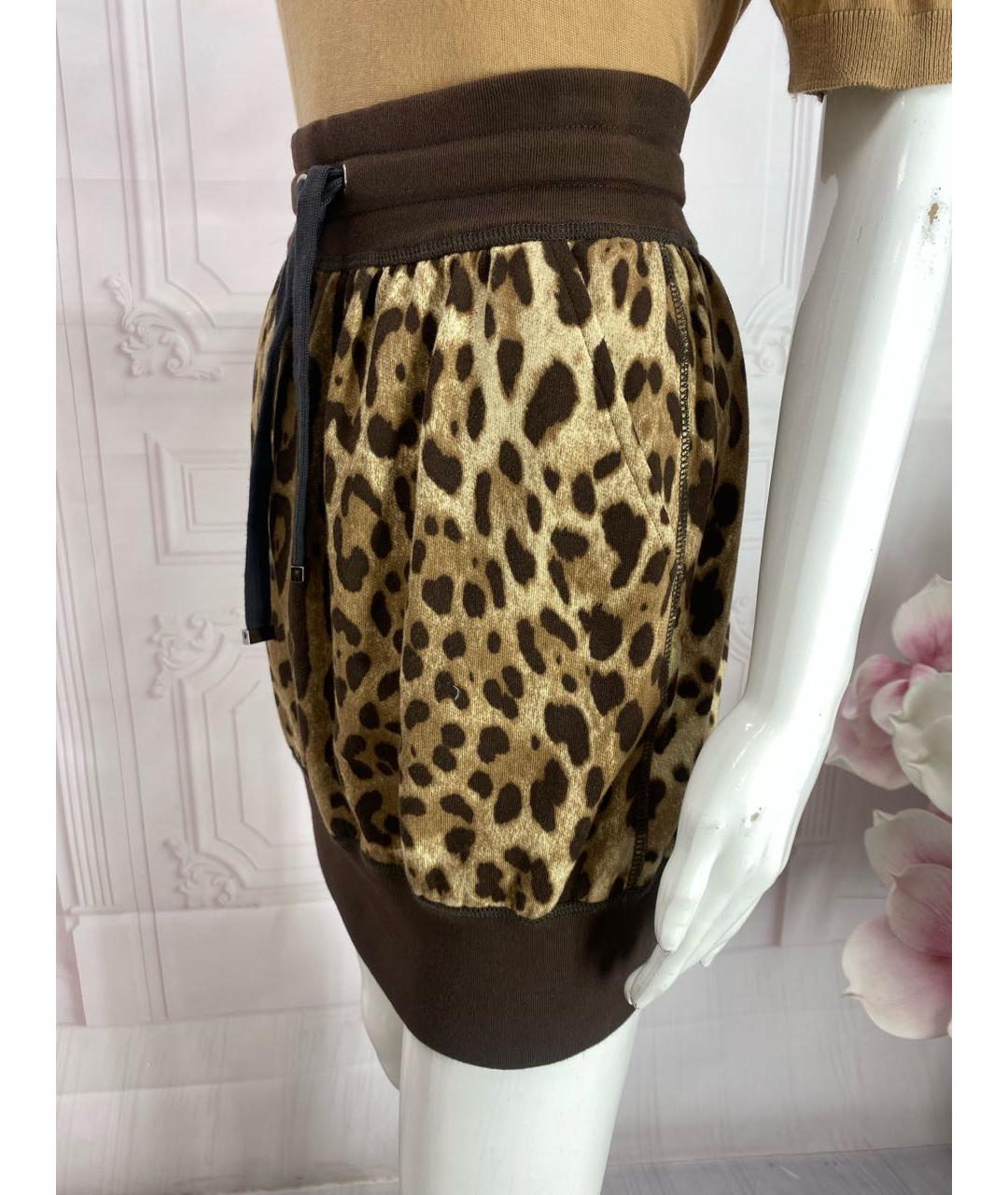 DOLCE&GABBANA Коричневая хлопковая юбка мини, фото 5