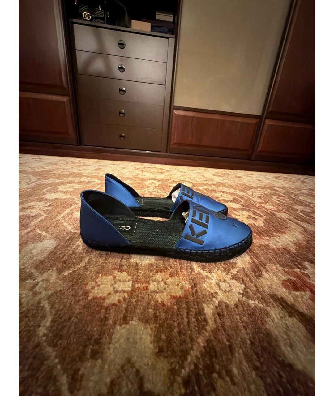 KENZO Синие текстильные лоферы, фото 7