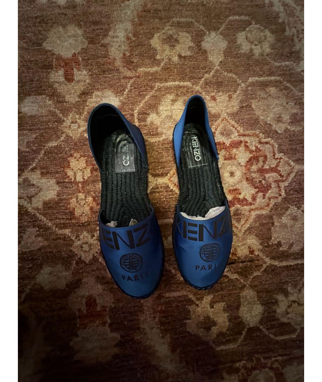 KENZO Синие текстильные лоферы, фото 3