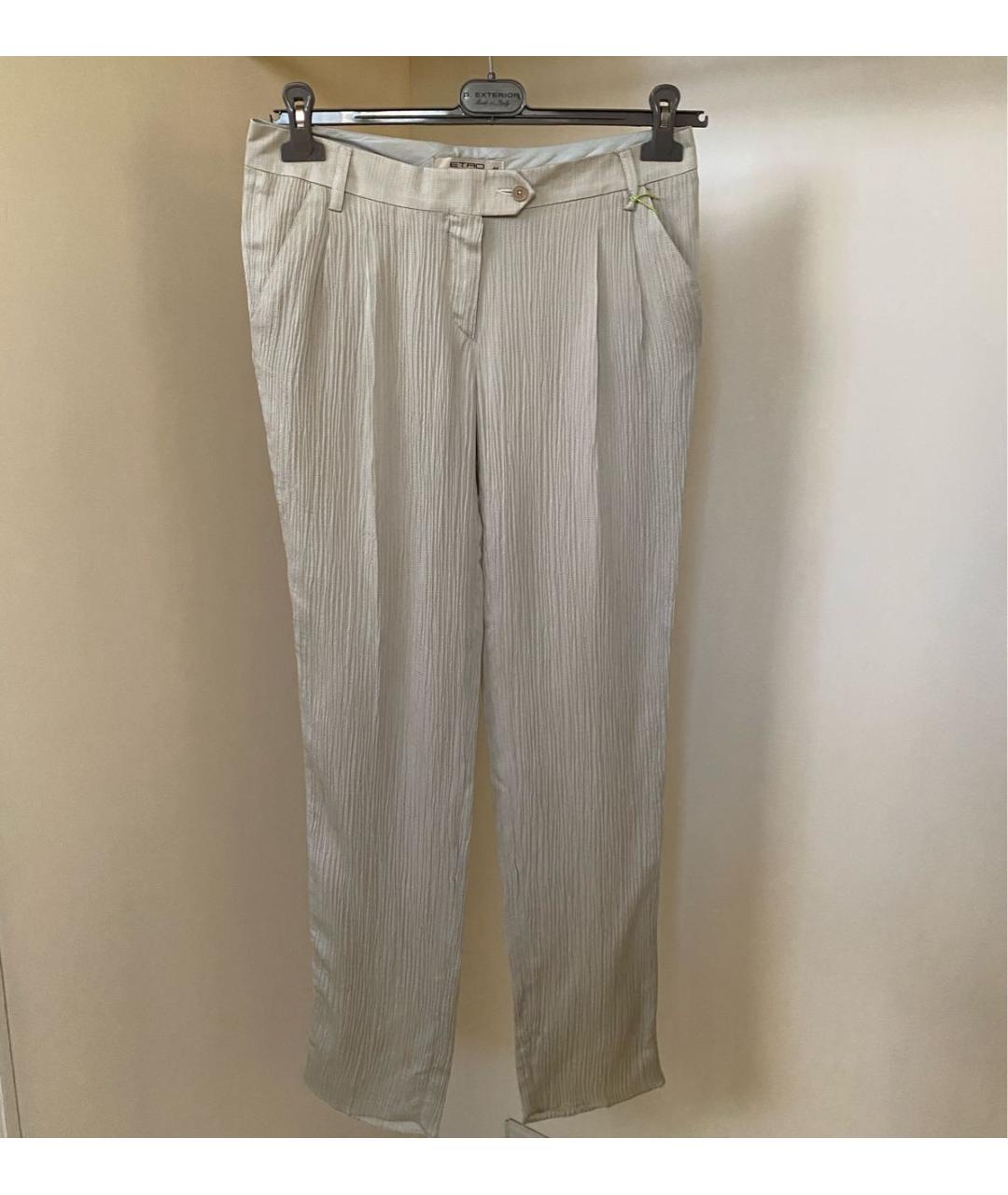 ETRO Бежевые вискозные прямые брюки, фото 5