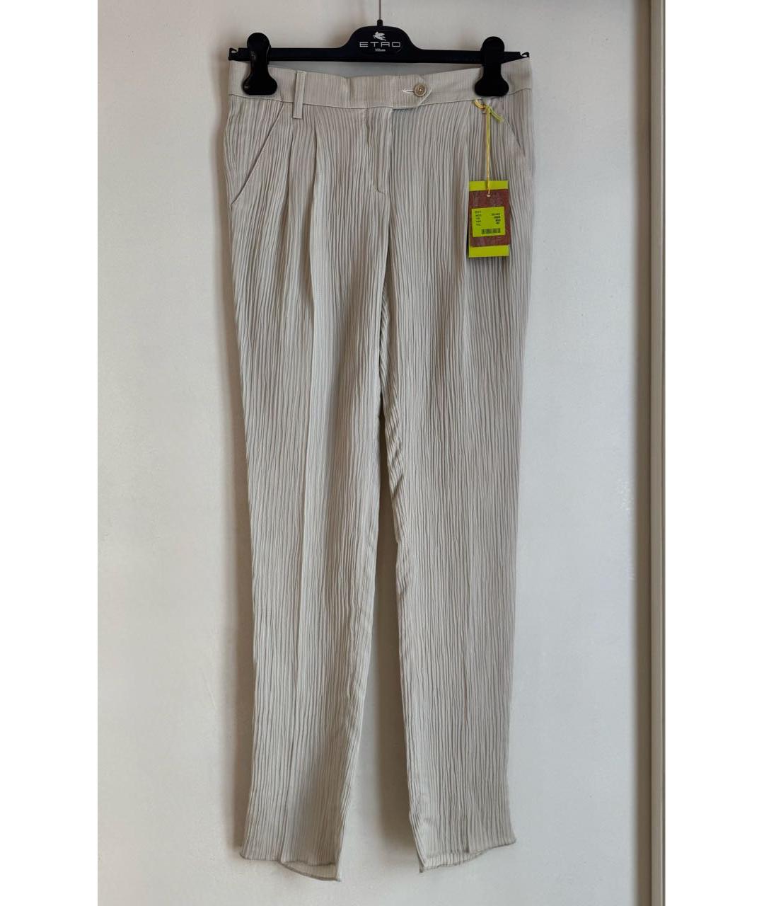 ETRO Бежевые вискозные прямые брюки, фото 9