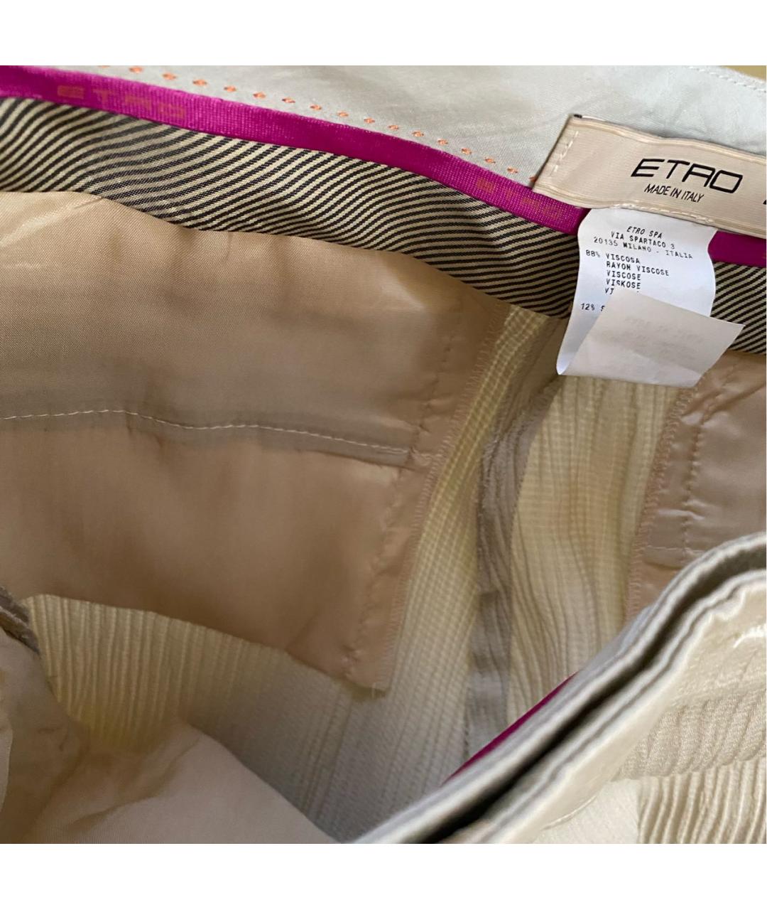 ETRO Бежевые вискозные прямые брюки, фото 8