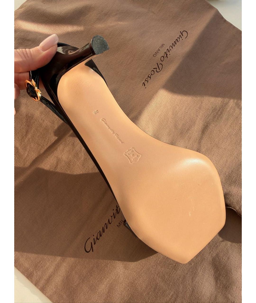 GIANVITO ROSSI Черные босоножки из лакированной кожи, фото 3