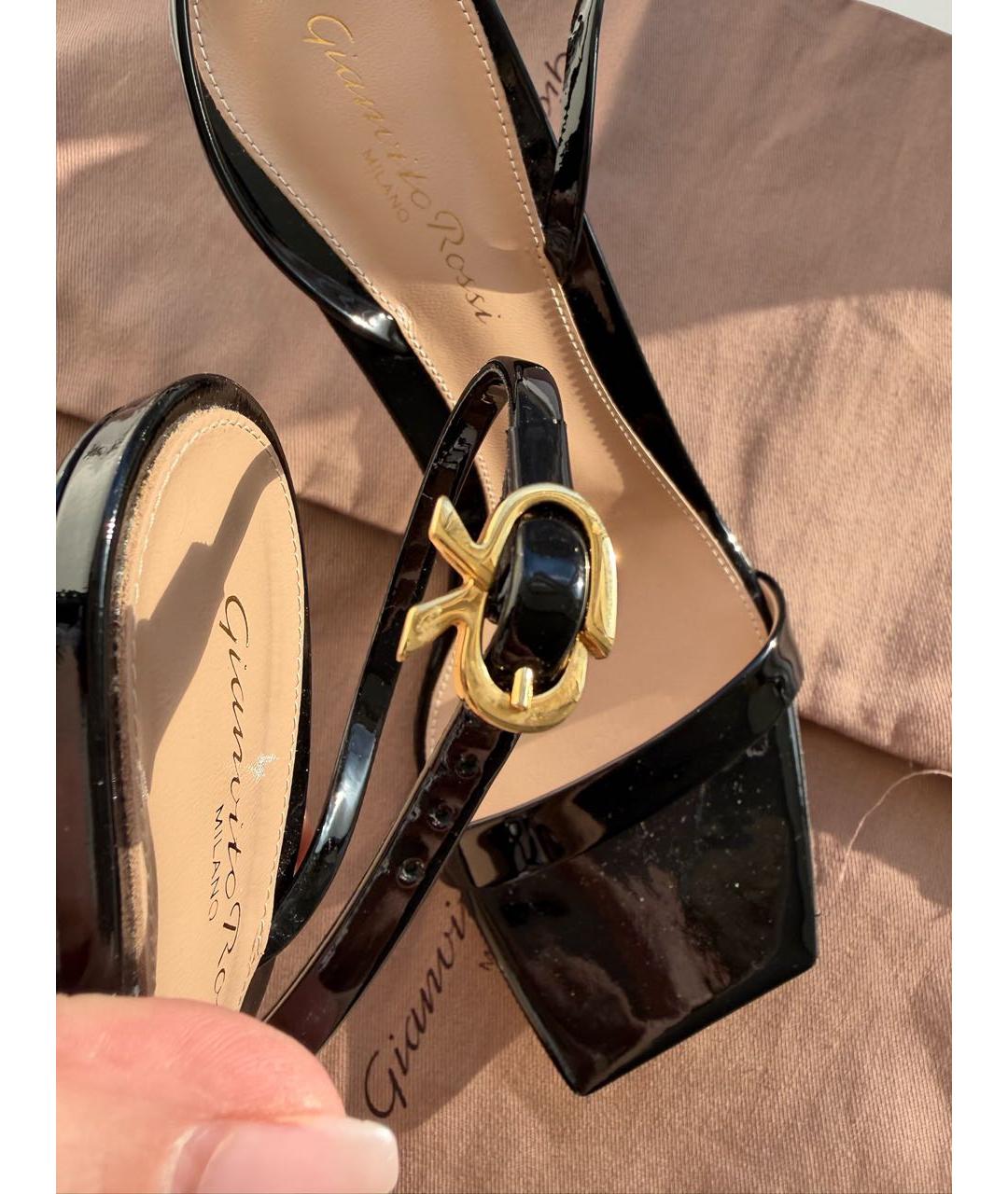 GIANVITO ROSSI Черные босоножки из лакированной кожи, фото 5