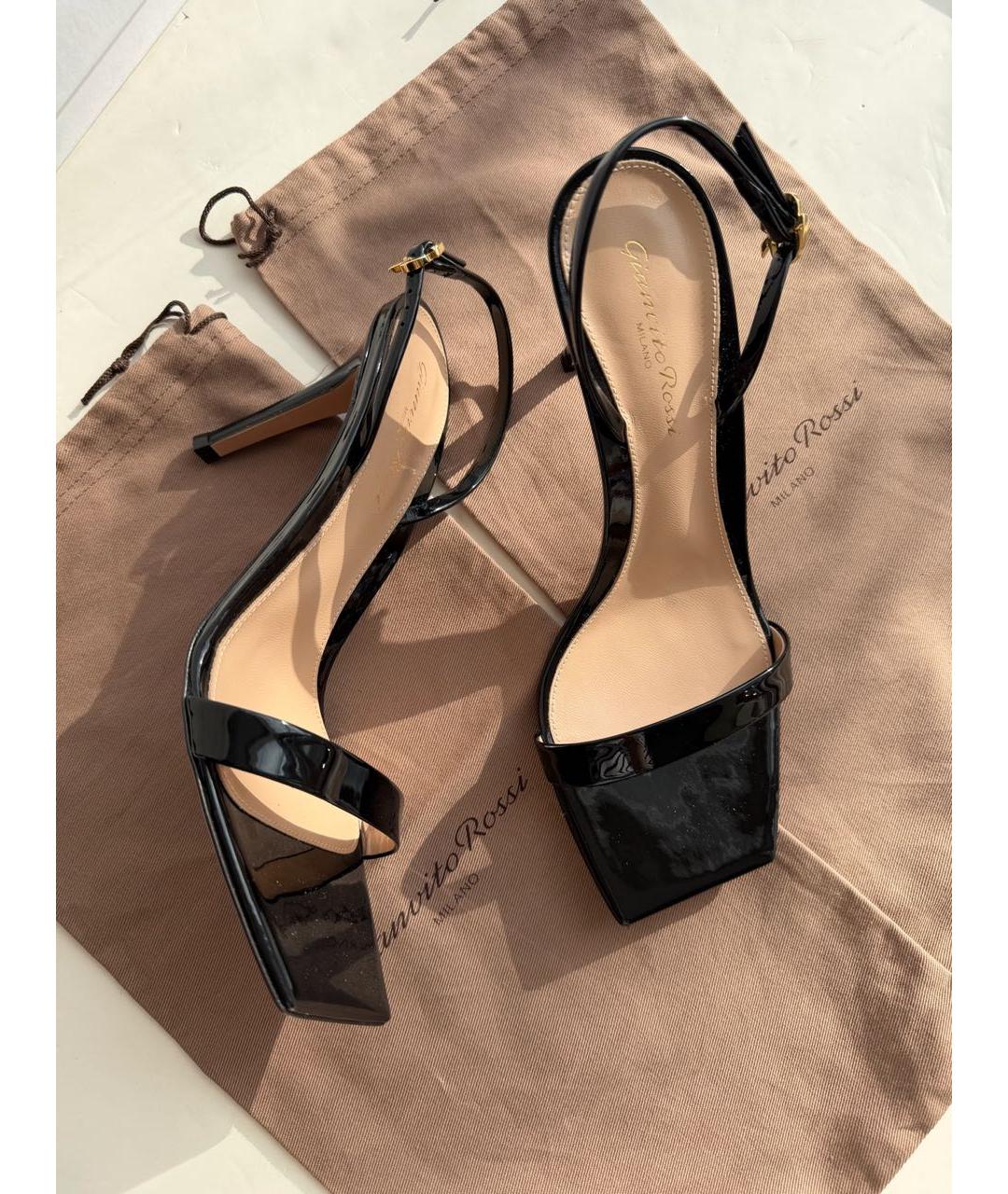 GIANVITO ROSSI Черные босоножки из лакированной кожи, фото 2