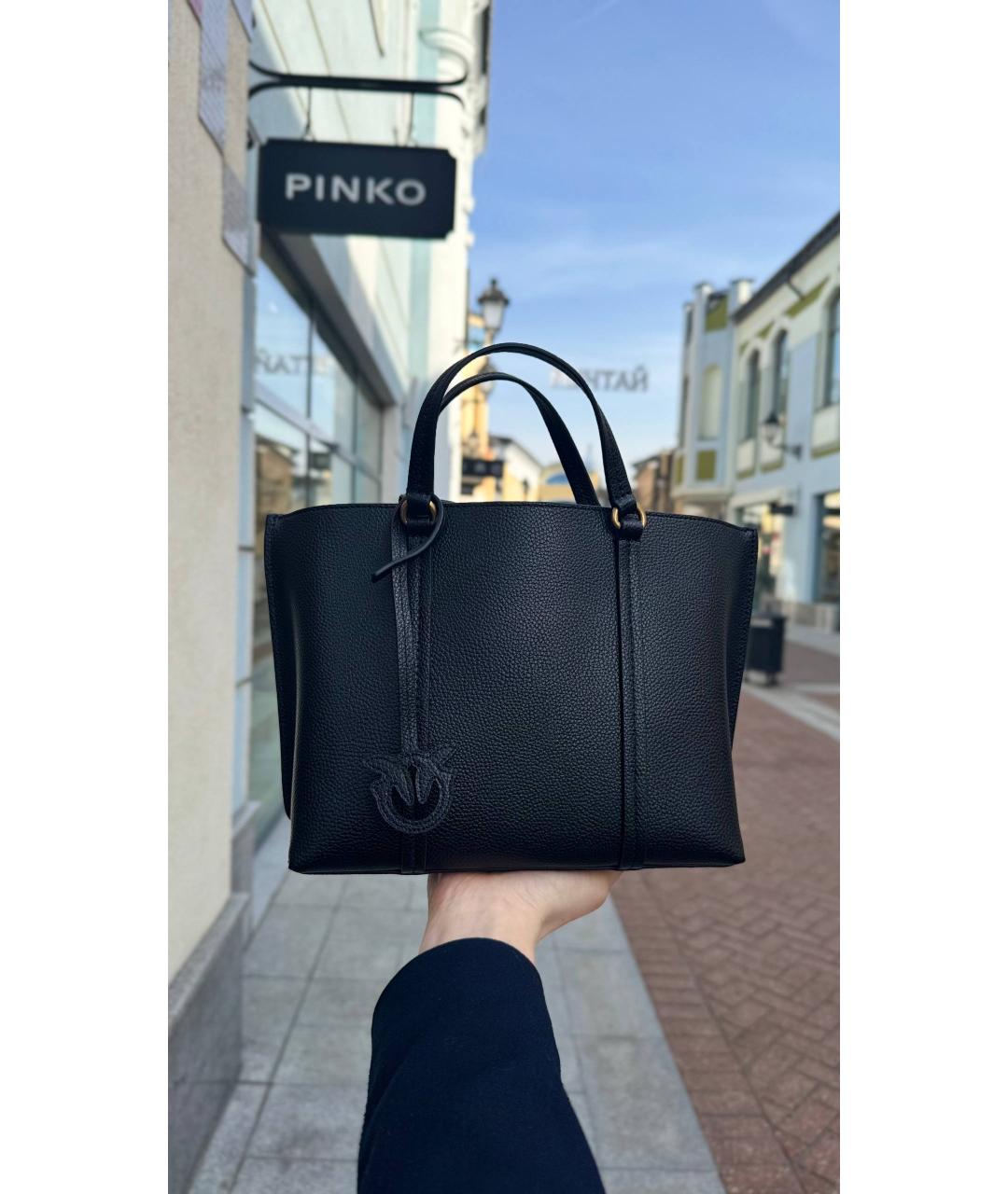PINKO Черная кожаная сумка через плечо, фото 7