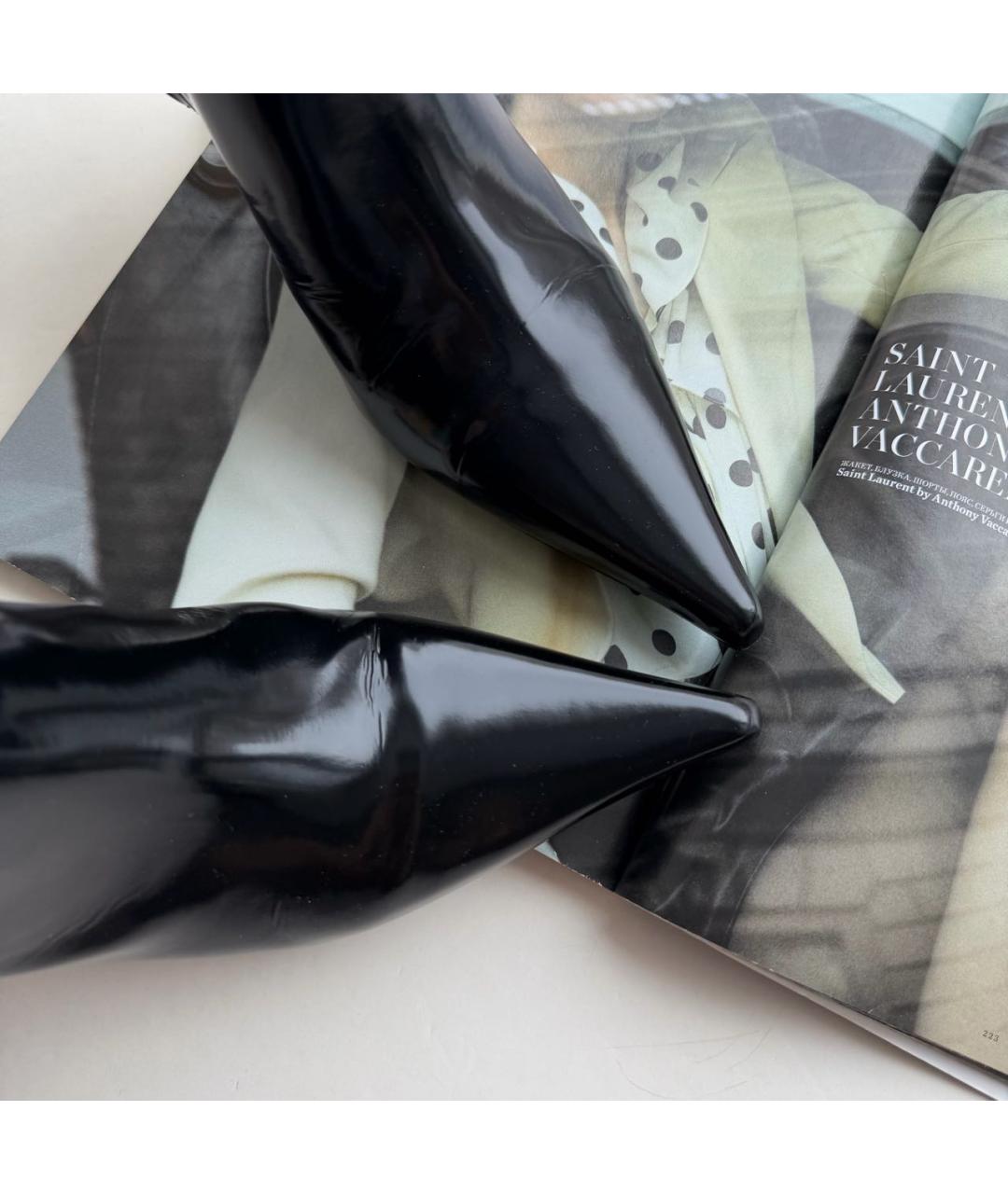 SAINT LAURENT Черные ботильоны из лакированной кожи, фото 6