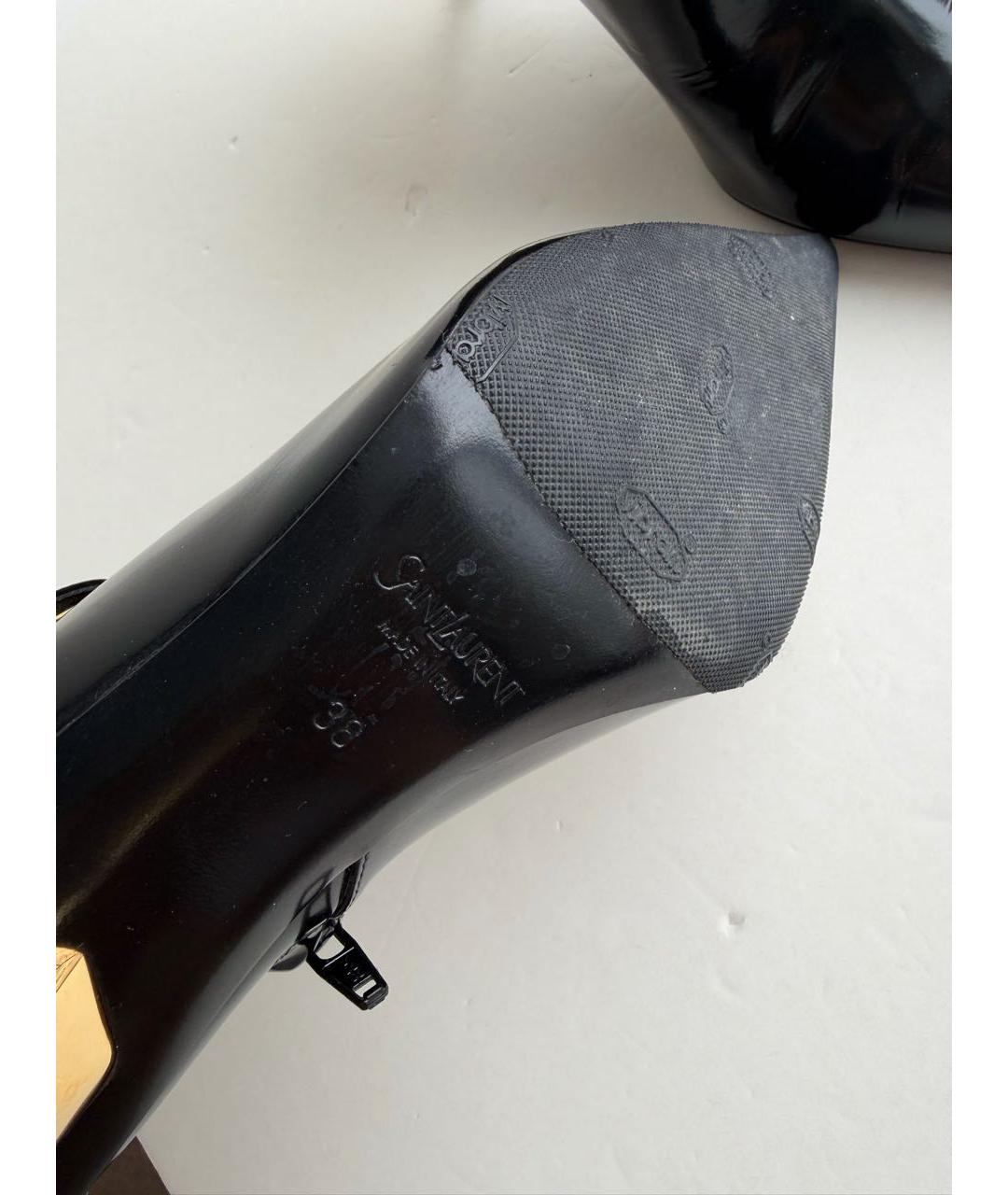 SAINT LAURENT Черные ботильоны из лакированной кожи, фото 3