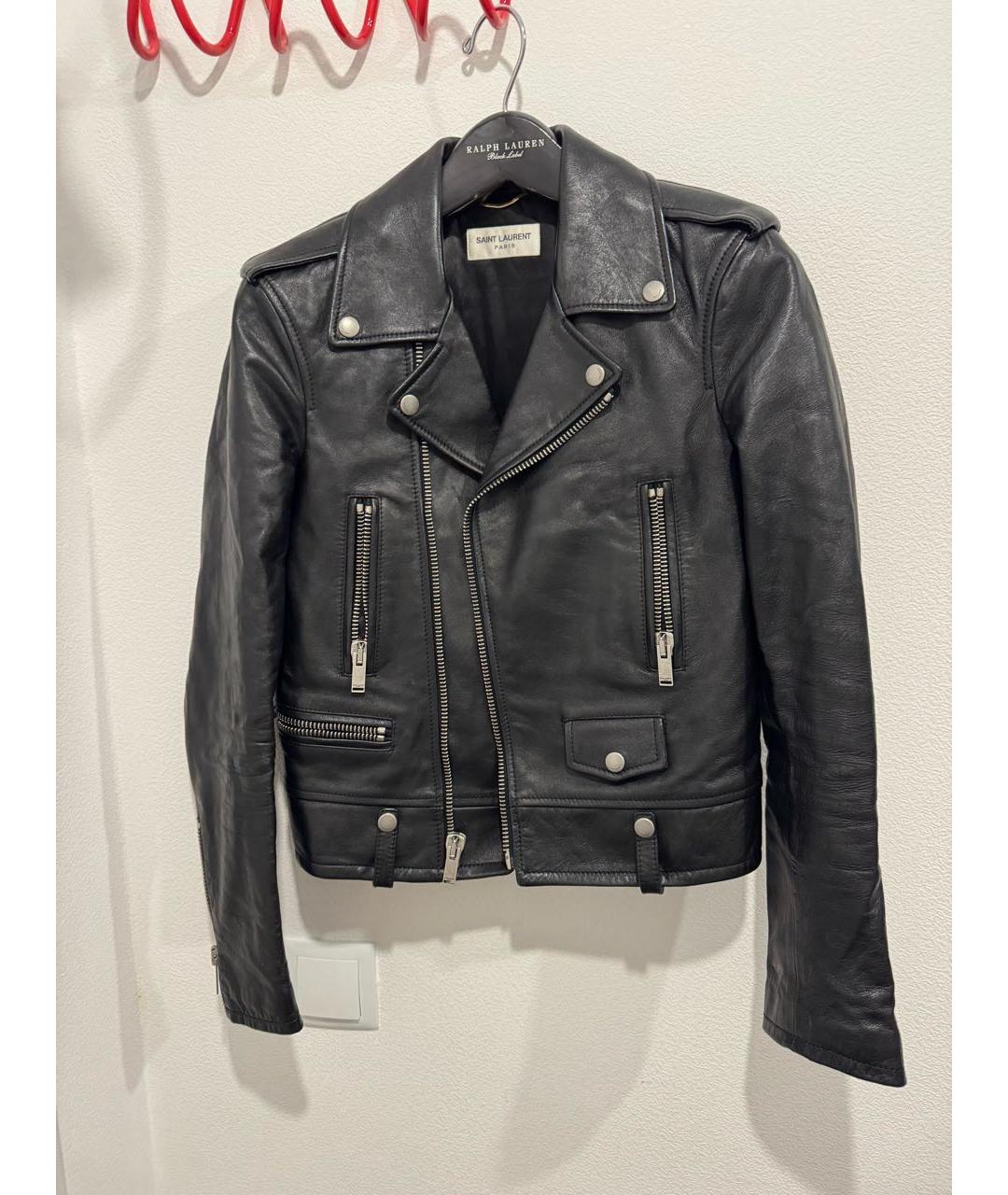 SAINT LAURENT Черная кожаная куртка, фото 2