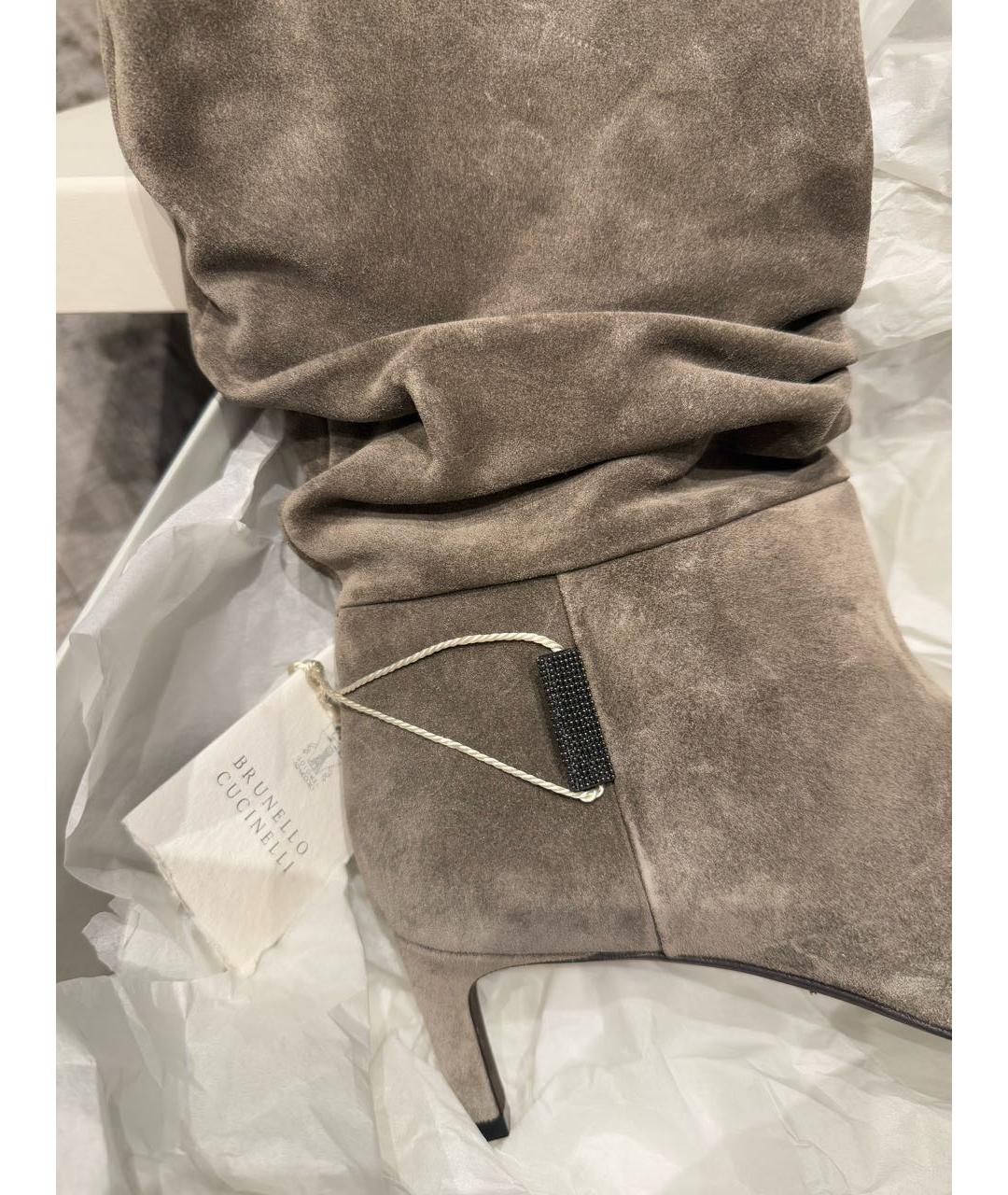 BRUNELLO CUCINELLI Бежевые замшевые сапоги, фото 3