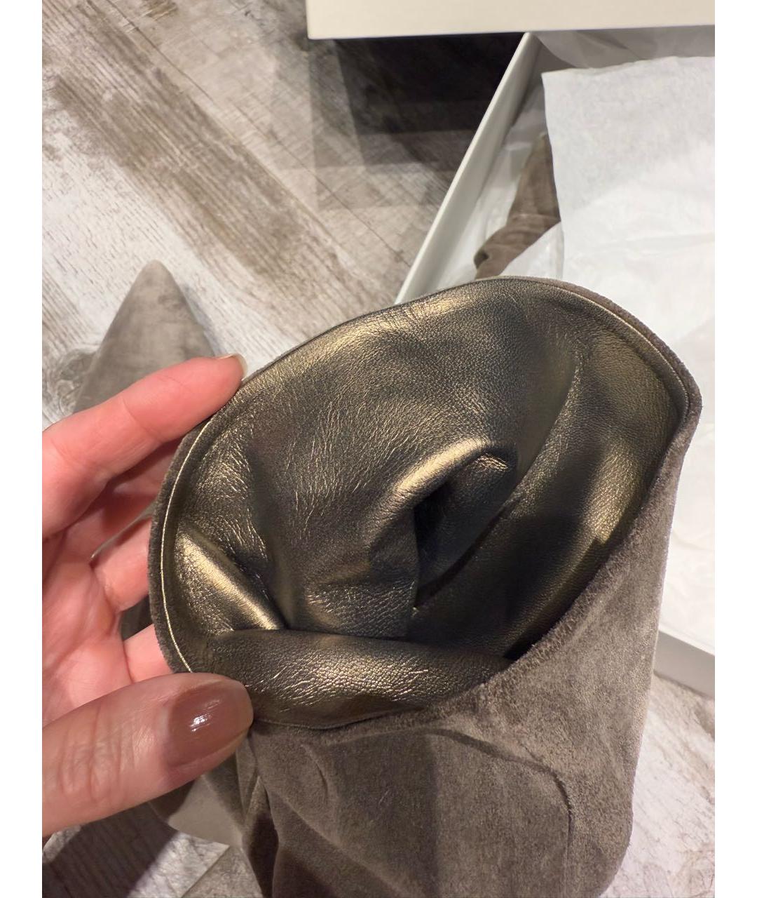 BRUNELLO CUCINELLI Бежевые замшевые сапоги, фото 8