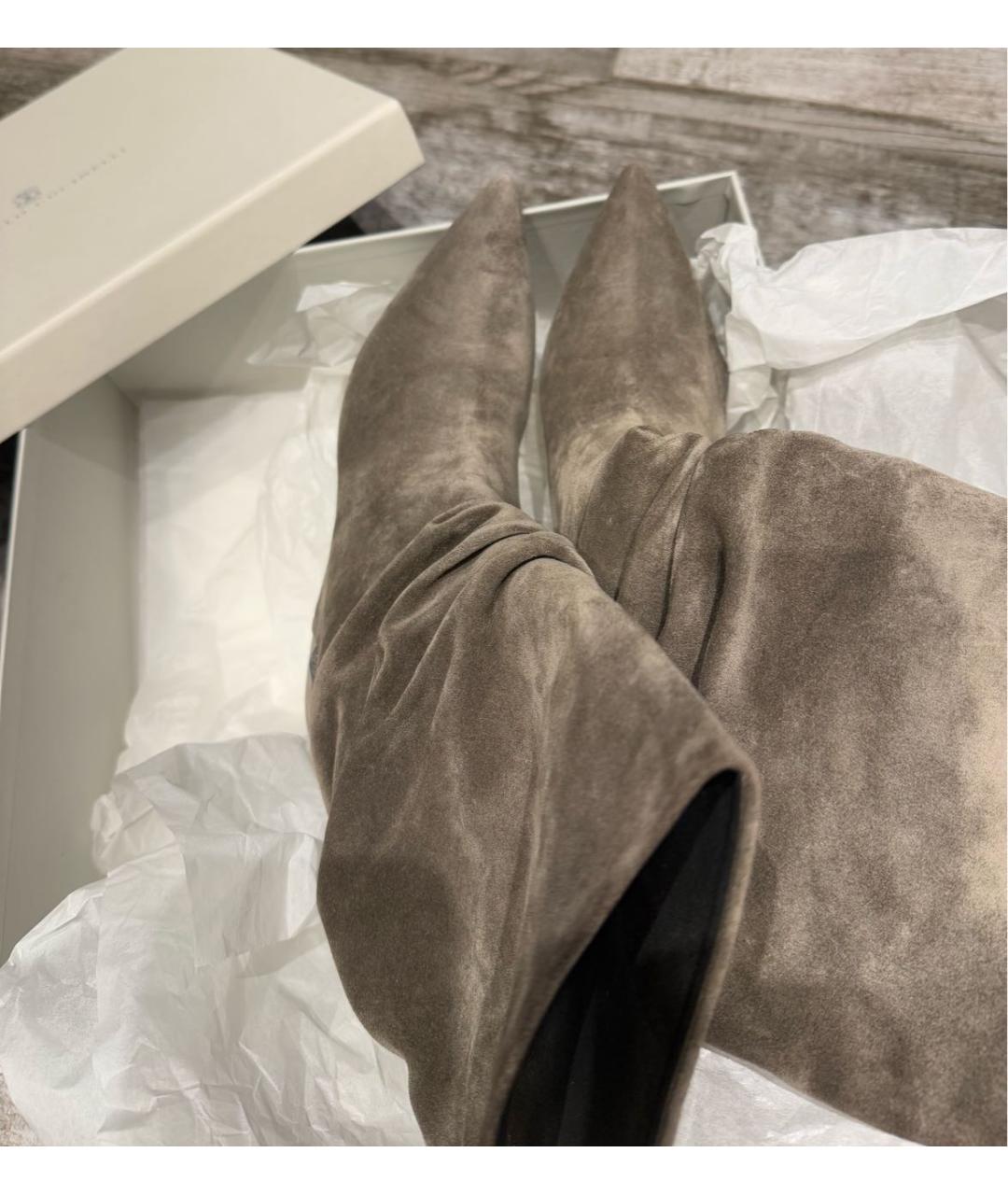 BRUNELLO CUCINELLI Бежевые замшевые сапоги, фото 4