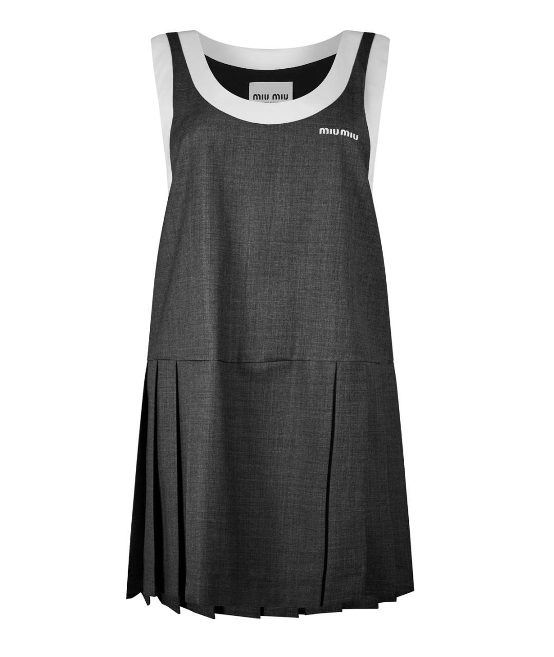 MIU MIU Серое шерстяное повседневное платье, фото 1
