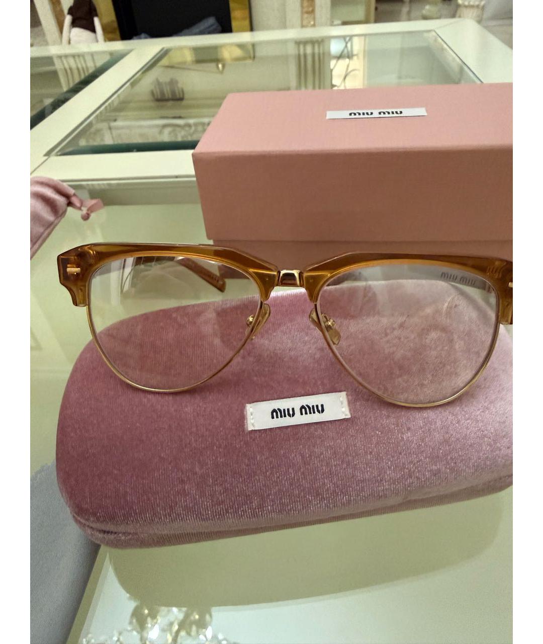 MIU MIU Золотые металлические солнцезащитные очки, фото 3