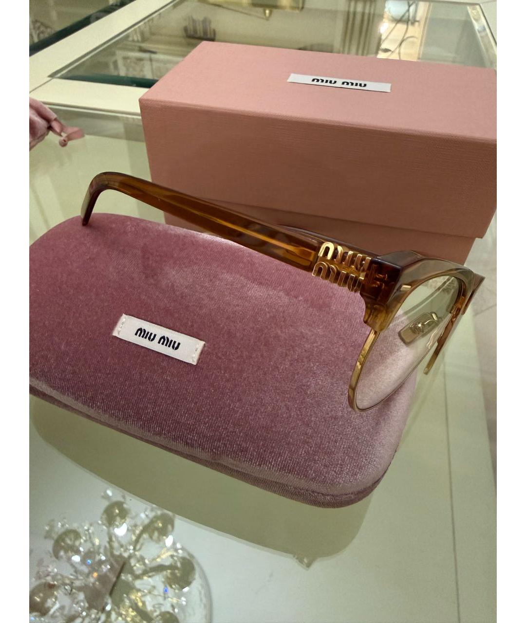 MIU MIU Золотые металлические солнцезащитные очки, фото 2