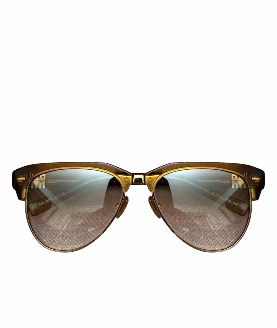 MIU MIU Золотые металлические солнцезащитные очки, фото 1
