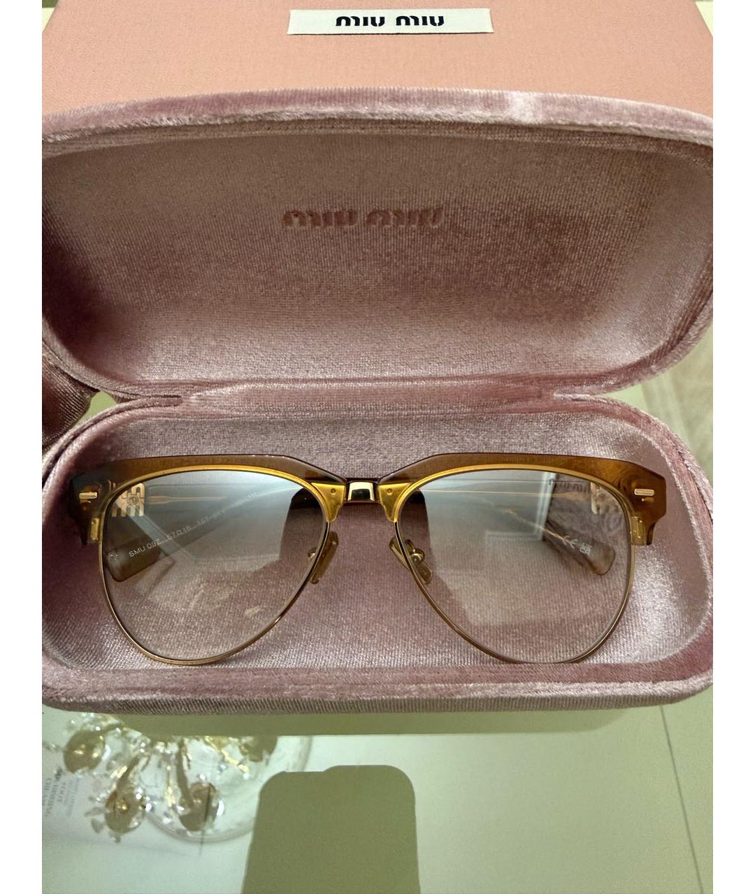 MIU MIU Золотые металлические солнцезащитные очки, фото 5